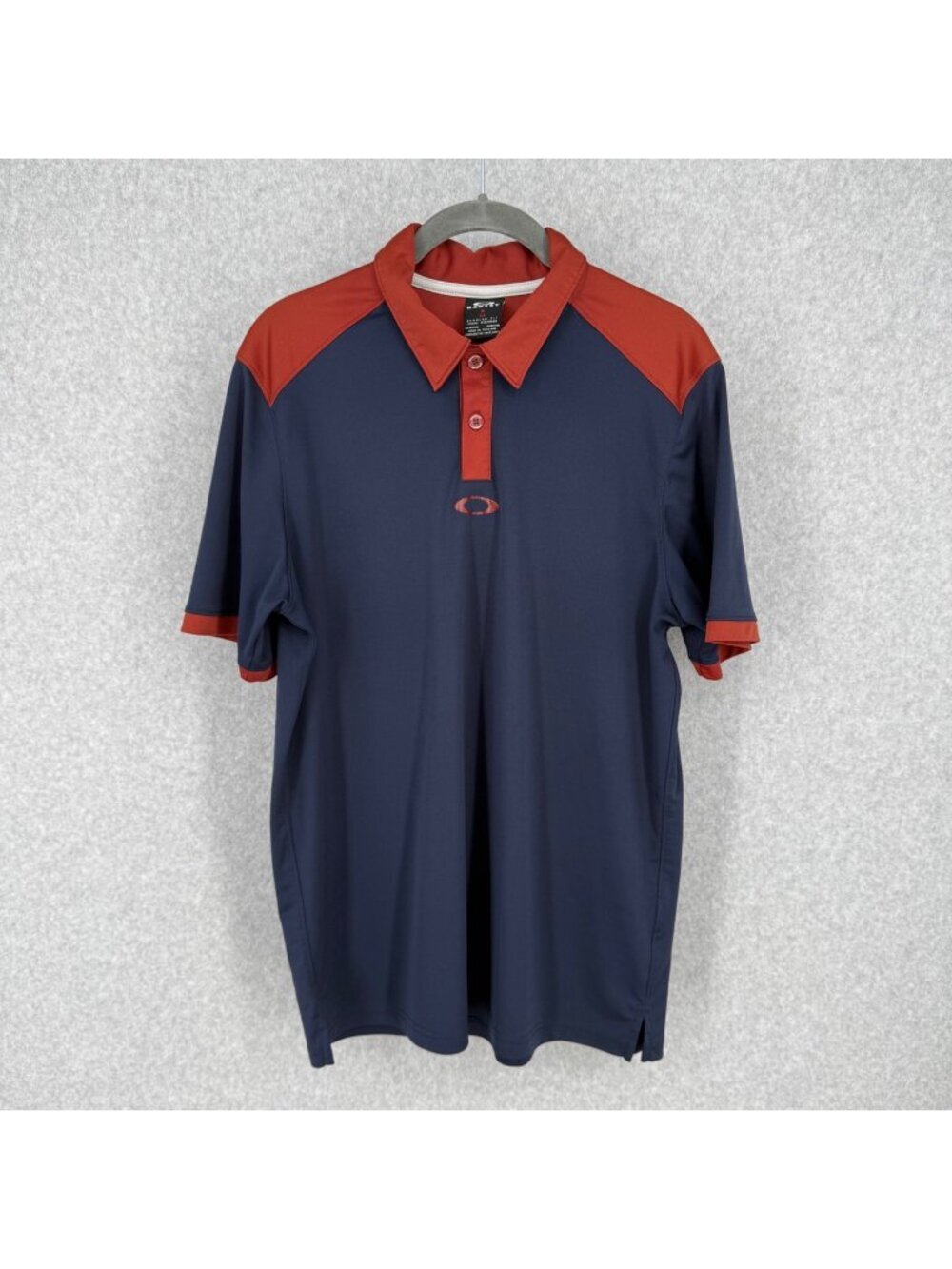 Oakley Mens Regular Fit Polo Short Sleeve Shirt Size S Rust Red Navy Blue Golf